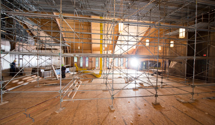 A large interior space is under construction