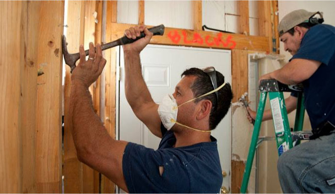 a team providing reconstruction service