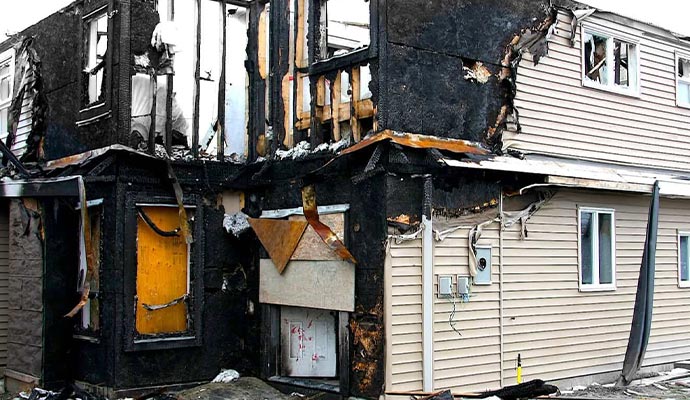 Fire damage in single family detached home