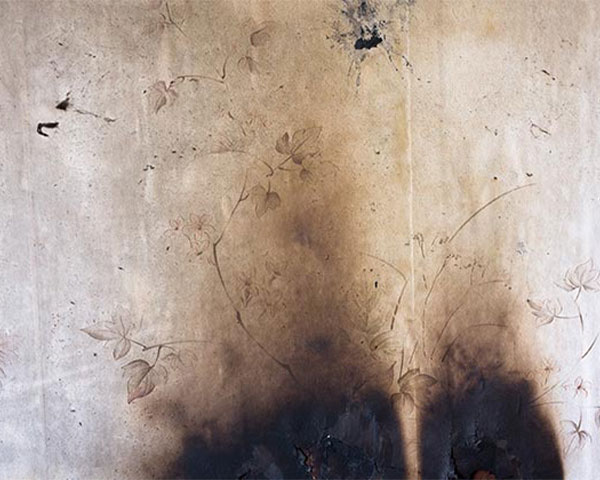 Fire damaged wall