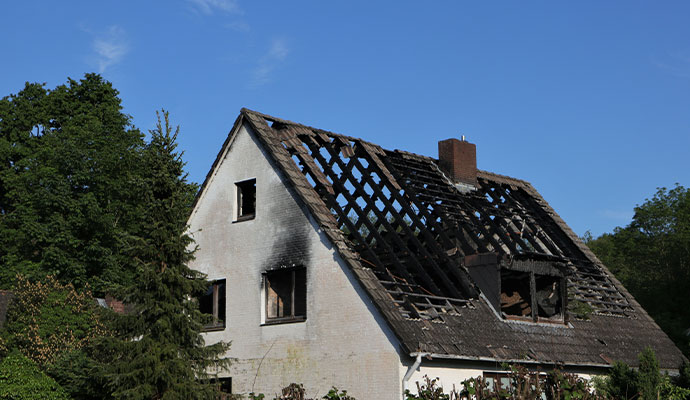 Residential building on fire
