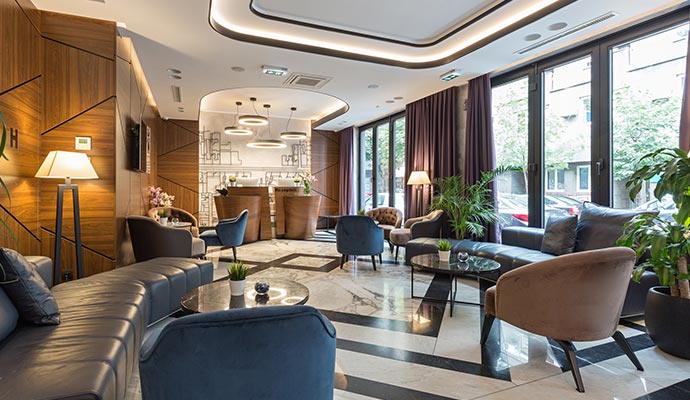 Well decorated hotel lobby