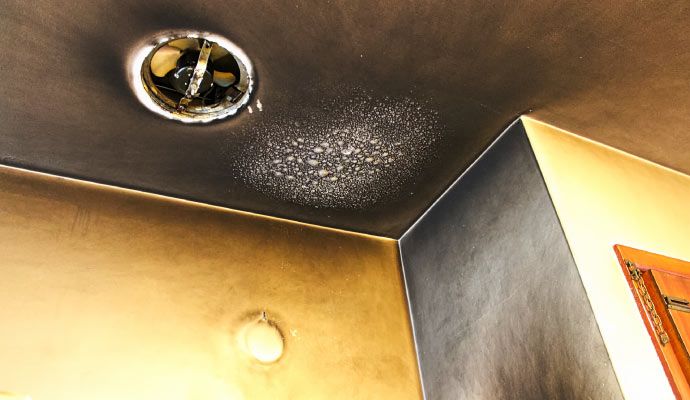 Smoke and soot damaged ceiling