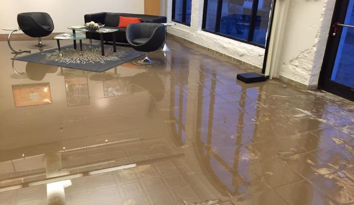 Water damaged floor inside room